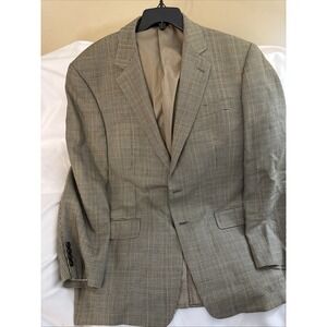 Men's Ralph Lauren Tan Checkered Silk And Wool Sports Jacket 42 R